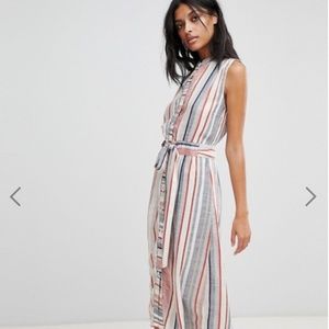 asos Warehouse Stripe Linen Shirt Dress